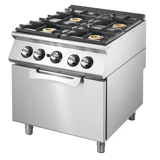 Cuisinière gaz sur four gaz statique avec 4 brûleurs gn 2/1 Solde