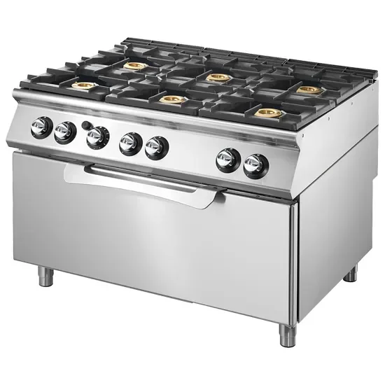 Paiement Sécurisé Cuisinière à gaz sur four gaz statique 6 brûleurs avec puissance 49 kw