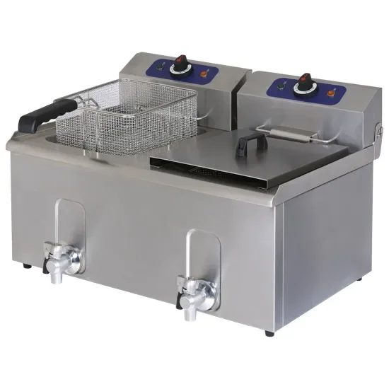 Friteuse électrique de table avec robinet de vidange 10+10 l puissance 12 kw Nouvelle Collection