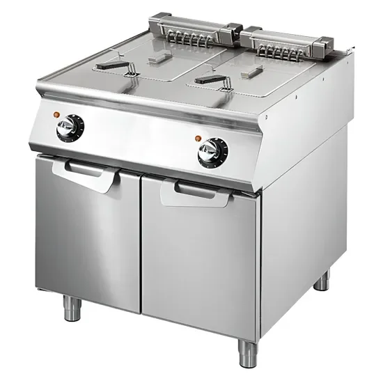 Friteuse électrique sur coffre inox avec 2 cuves 2x10 l puissance 18 kw triphasée Commande En Gros