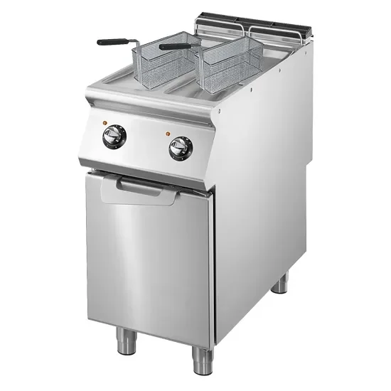 Produit De Marque Friteuse électrique sur meuble inox commandes mécaniques avec 2x8 l puissance 14 kw