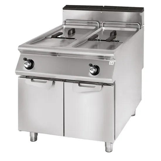 Prix Promo Friteuse gaz sur meuble 2 cuves inox avec capacité 2x13 l - 24 kw