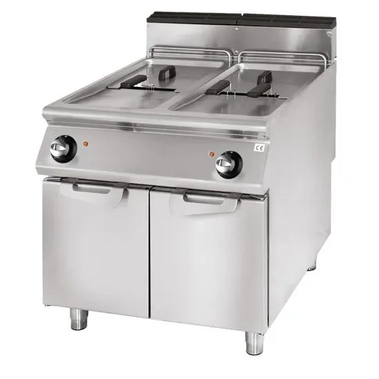 Pas Cher Friteuse gaz sur coffre inox avec 2 cuves 2x17 l - 33 kw