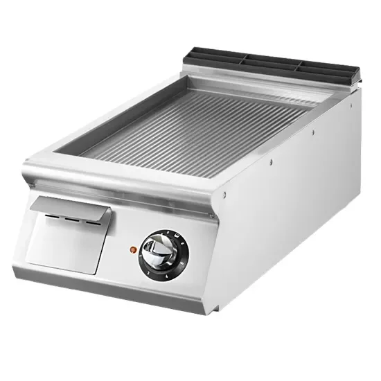 Plaque à snacker électrique de table nervurée chromée avec surface 335x610 mm Livraison Gratuite