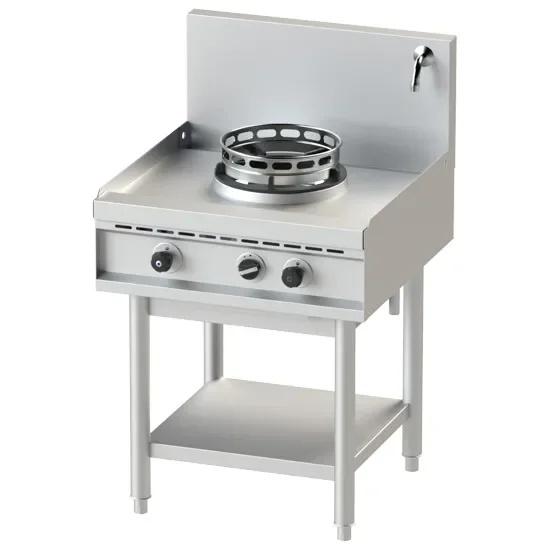 Plan de cuisson wok gaz avec étagère 1 brûleur 1 robinet puissance 13 kw Affaire À Saisir