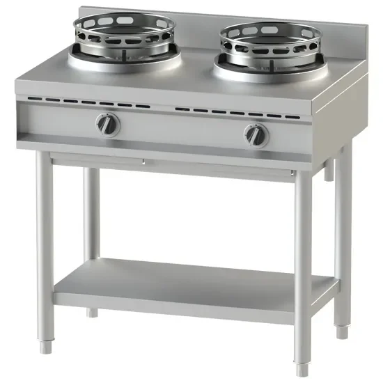 Achat Immédiat Plan de cuisson wok à gaz avec étagère 2 brûleurs - puissance 26 kw