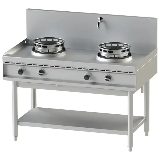 Plan de cuisson wok gaz avec étagère 2 brûleurs puissance 26 kw Affaire À Saisir