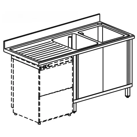Plonge inox sur armoire 2 portes coulissantes 2 bacs à droite format 2000 x 600 x 850 mm Offre Du Jour