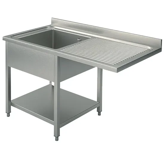 Nouvelle Collection Plonge inox sur piètement avec étagère inférieure 1 bac à gauche 1300x700 mm