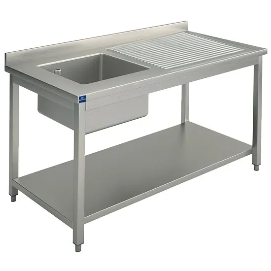 Produit De Marque Plonge inox avec 1 bac à droite et étagère inférieure 1400x700 mm