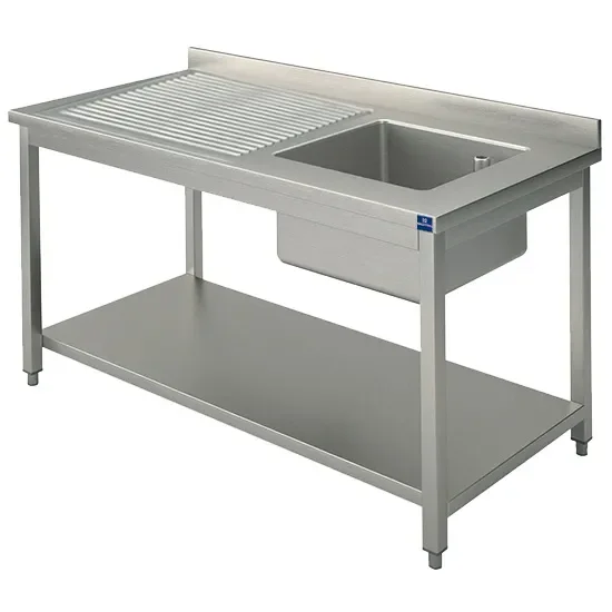 Plonge inox avec 1 bac à droite et étagère inférieure 1300x600 mm Super Prix