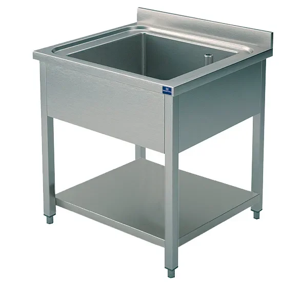 Plonge inox 1 bac sur piètement avec étagère inférieure 700x600 mm Remise