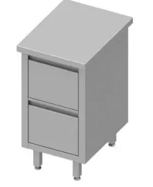 Offre Limitée Meuble bas table de travail inox centrale avec deux tiroirs 450x800x900 soudée