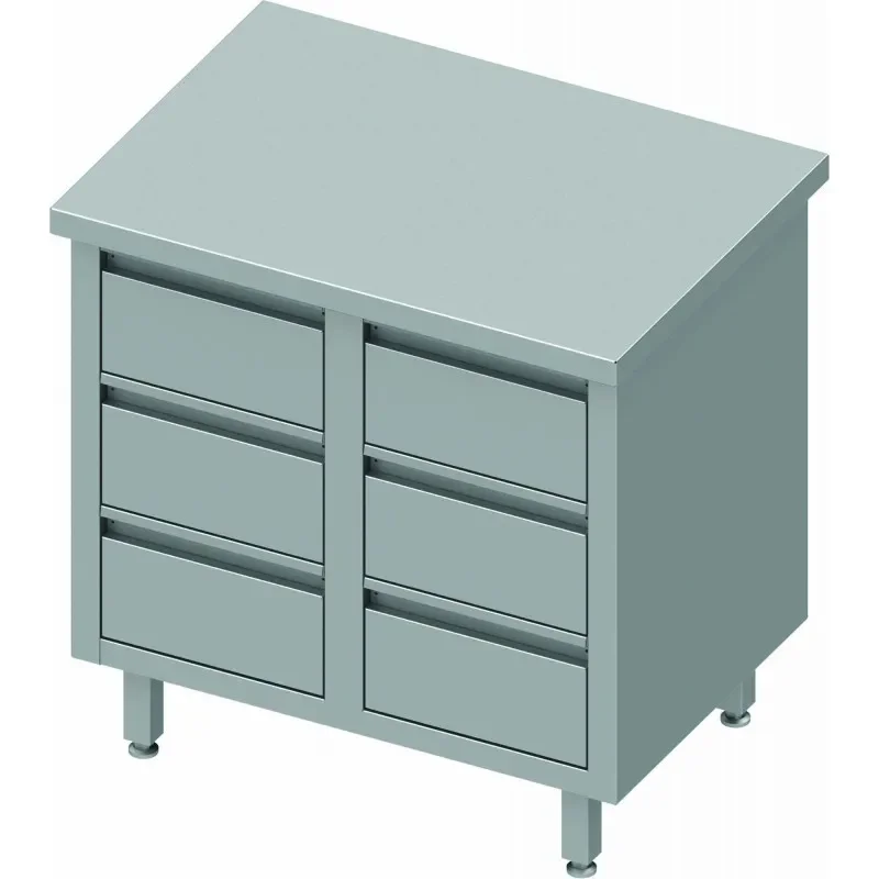 Meuble bas table de travail inox centrale avec six tiroirs 840x800x900 soudée Paiement Sécurisé
