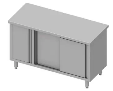 Achat Immédiat Meuble bas de rangement inox centrale avec placardà gauche 2 portes coulissante 1900x800x900 soudée