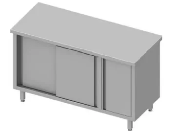 Vente Directe Meuble bas de rangement inox centrale avec placardà droite 2 portes coulissante 1900x600x900 soudée