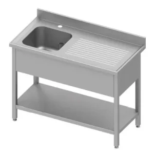 Vente Flash Plonge inox adossée avec 1 bacà gauche avec étagère 1300x700x900 soudée