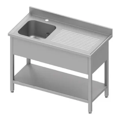 Vente Flash Plonge inox adossée avec 1 bacà gauche avec étagère 1300x700x900 soudée