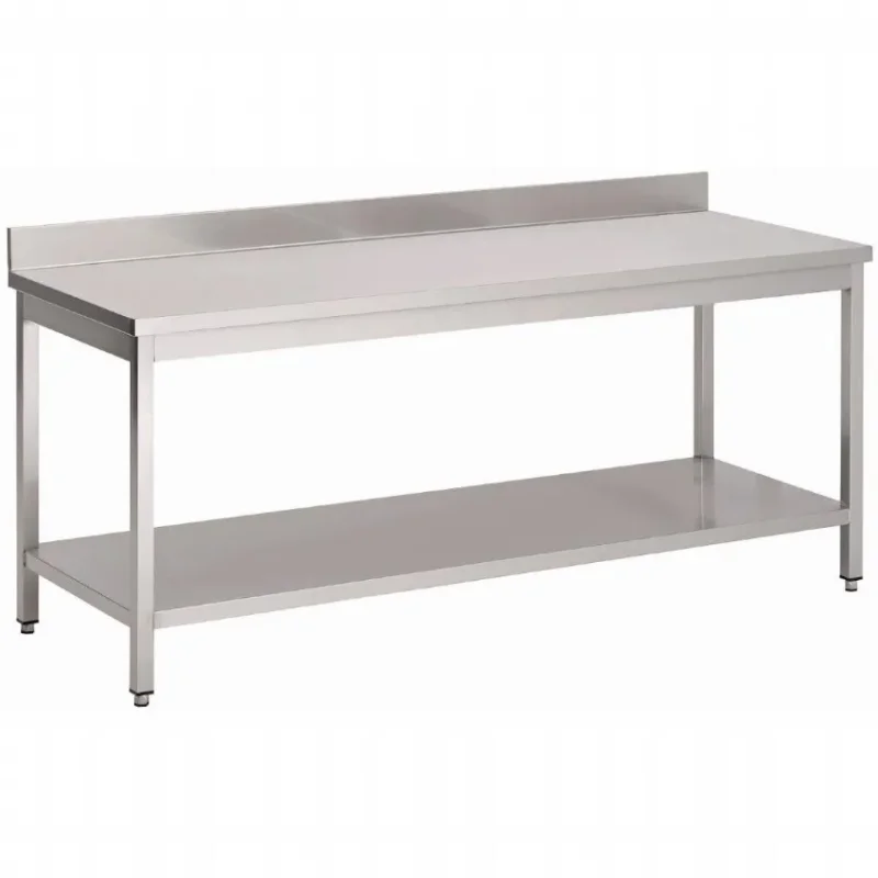 Vente Directe Table inox avec étagère basse et dosseret 2000 x 700 x 880mm