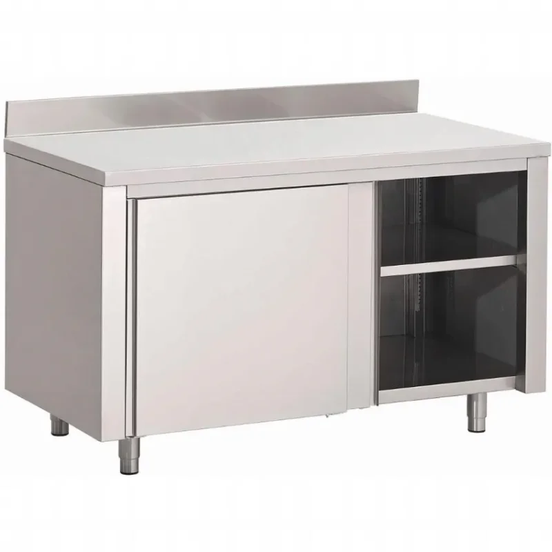 Vente Flash Table armoire inox avec portes coulissantes et dosseret 1200 x 700 x 880mm