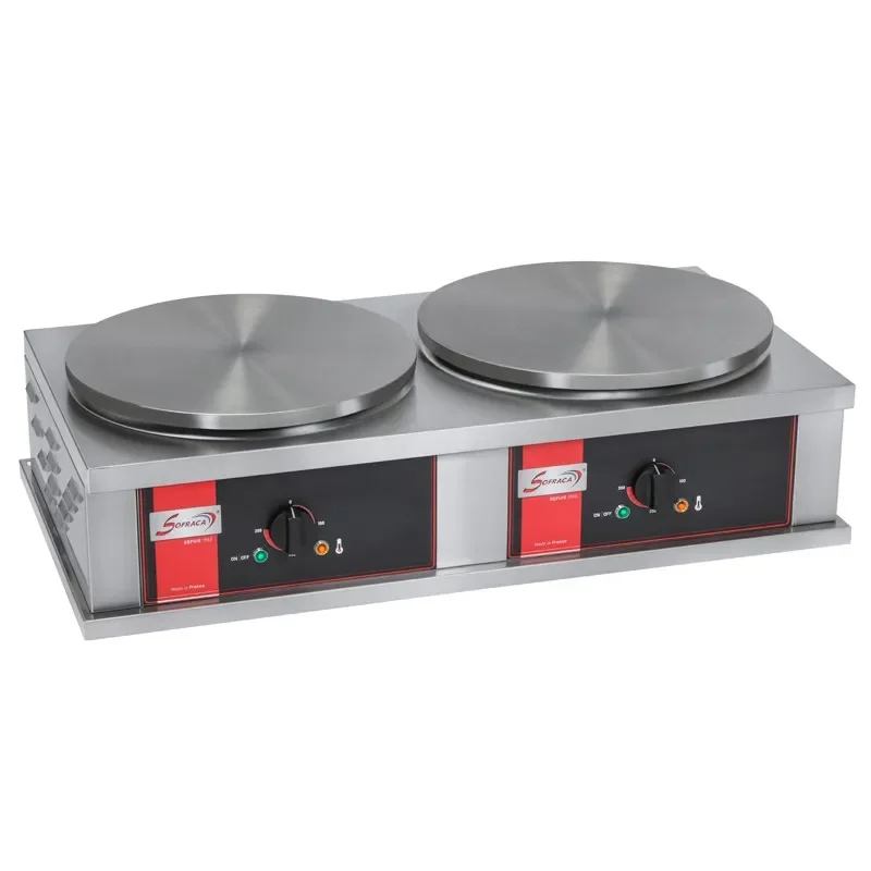 Authentique Crêpière électrique professionnelle double et carrée à usage intensif diamètre 40 cm