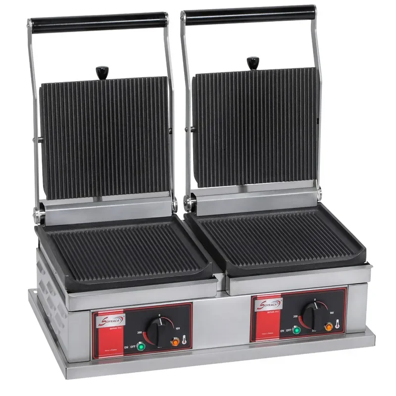 Seulement Aujourd’hui Grill professionnel panini double petit modèle plaques rainurées