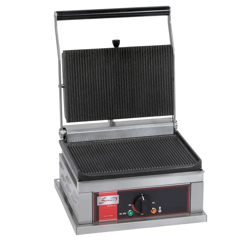 Grill professionnel panini simple grand modèle plaques rainurées Produit De Marque