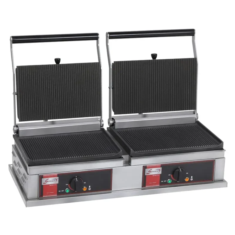 Grill professionnel panini double grand modèle plaques rainurées Offre Du Jour