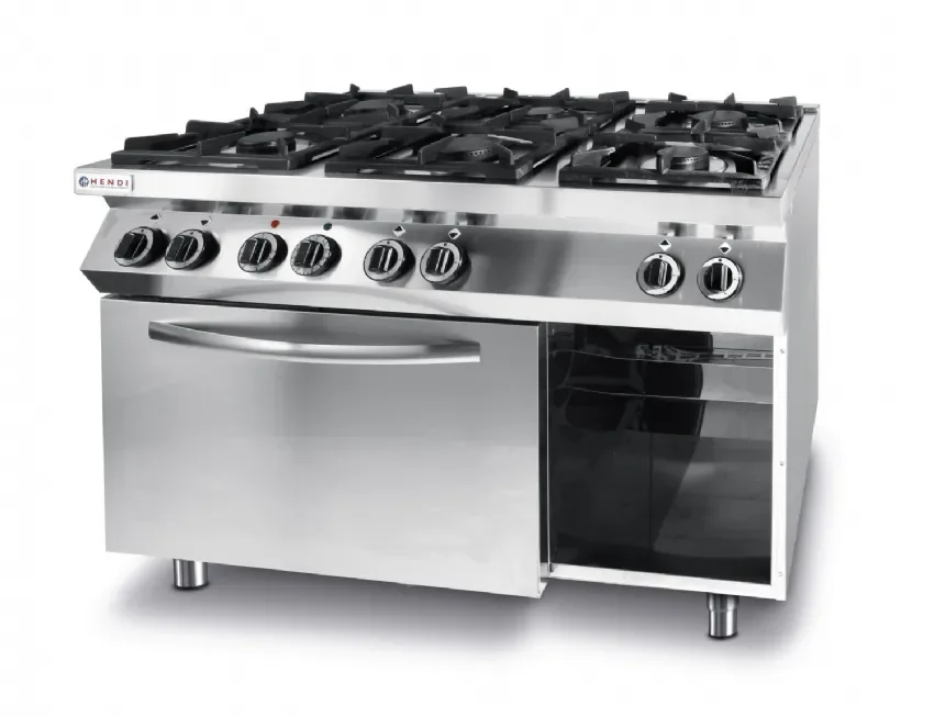 Pas Cher Cuisinière professionnelle kitchen line - 6 feux avec four à convection électrique gn 1/1