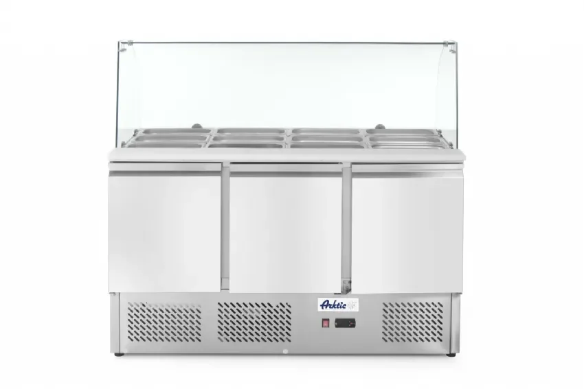 Saladette professionnelle 3 portes avec vitrine réfrigérée en verre 570l Commander Vite