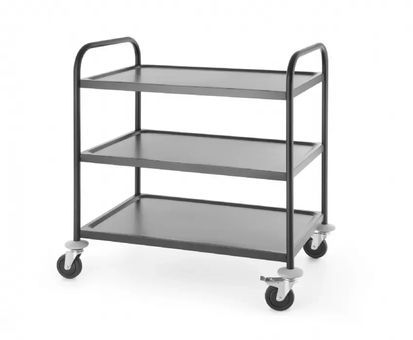 Chariot de service professionnel noir mat 3 niveaux 900x590x930mm Satisfait Ou Remboursé