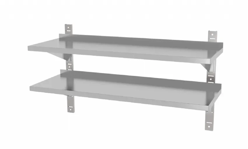 Prix Cassé Etagère murale inox double réglable avec 2 supports en acier 1400x300x600 mm