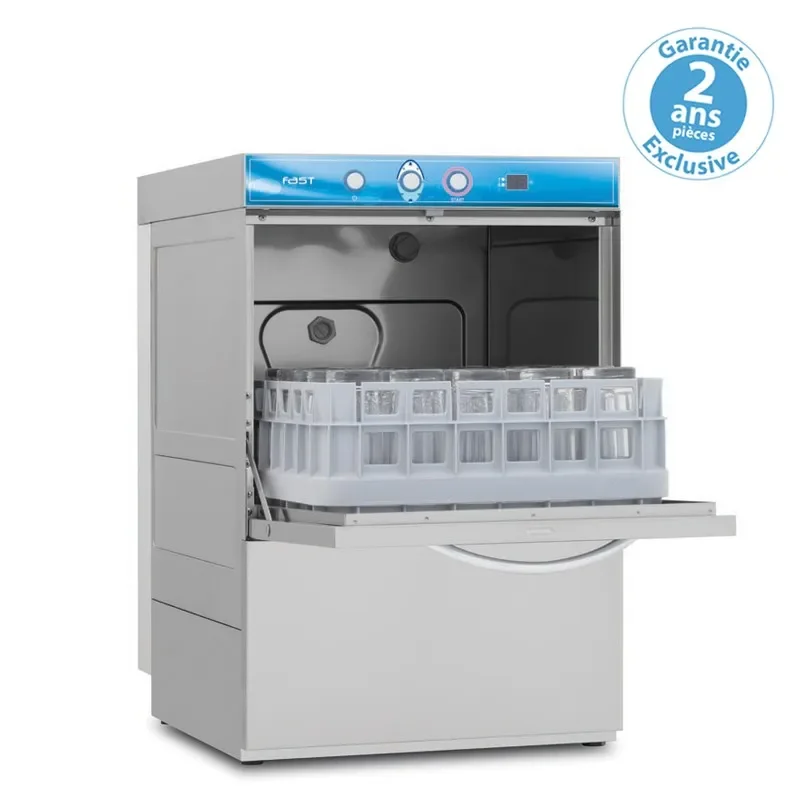 Promotion Lave verres pro avec affichage digital et adoucisseur + pompe de vidange panier 390 x 390 mm