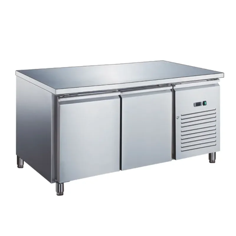 Table réfrigérée sans dosseret inox positive avec évaporateur ventilé 2 portes 228 litres Vente Directe