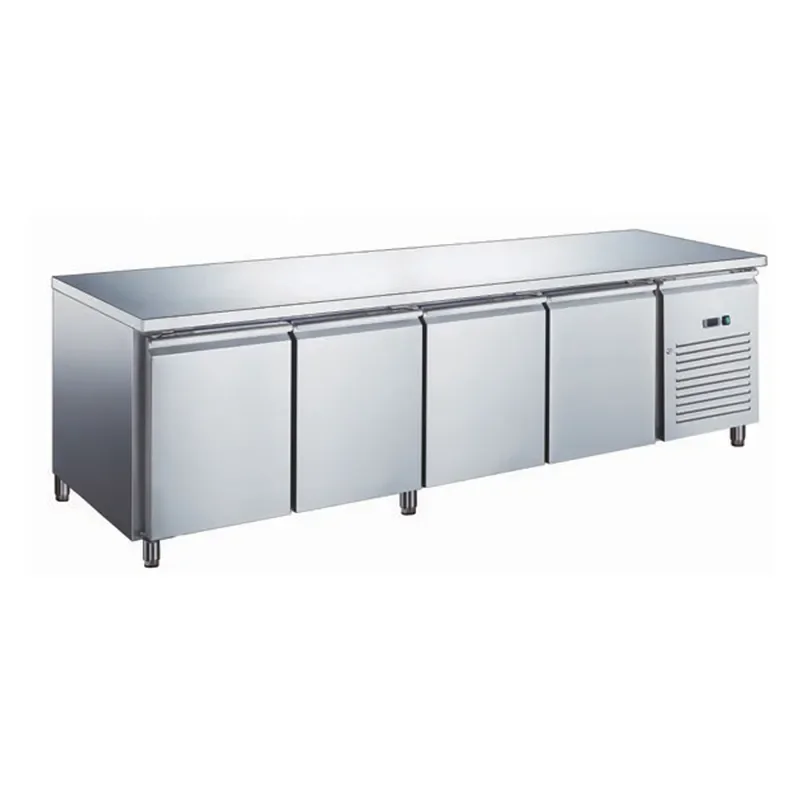 Table réfrigérée sans dosseret inox positive avec évaporateur ventilé 4 portes 449 litres Jusqu’à Épuisement Des Stocks