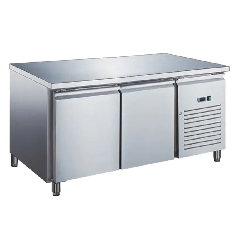 Table réfrigérée sans dosseret inox positive avec évaporateur ventilé 2 portes 282 litres Promotion