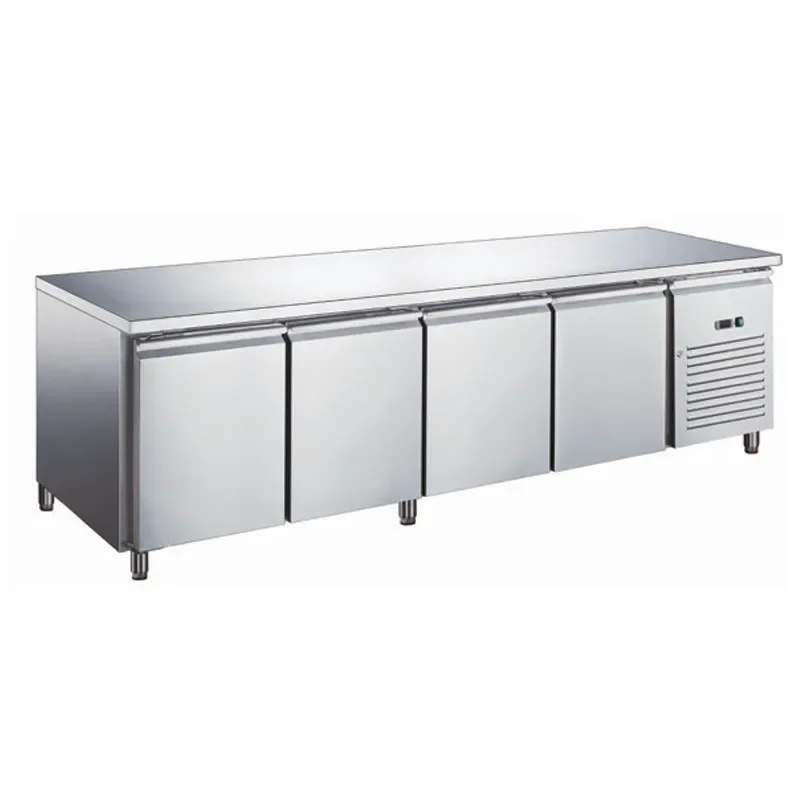 Solde Table réfrigérée sans dosseret inox positive avec évaporateur ventilé 4 portes 553 litres