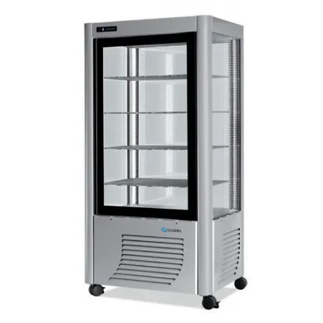 Vitrine réfrigérée négative 4 faces vitrées 540 litres fixe / grilles chromées 1 porte Commander Maintenant