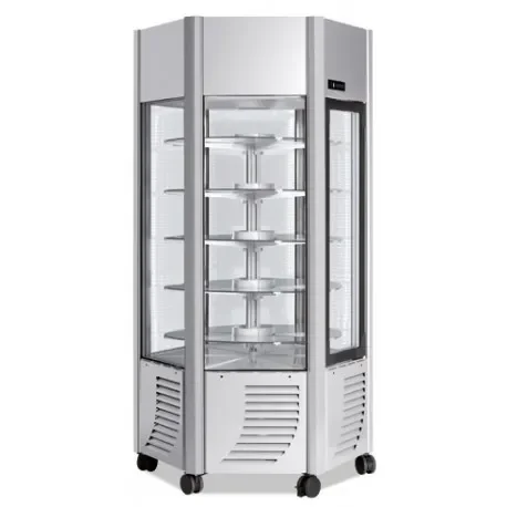 Vitrine réfrigérée négative 6 faces vitrées 600 litres tournante / plateaux verres 1 porte Offre Spéciale