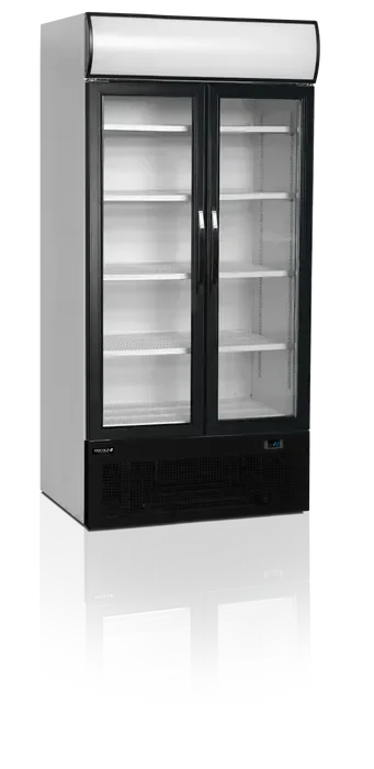 Réfrigérateur vitré 2 portes 796 litres porte aluminium noir Commande En Gros