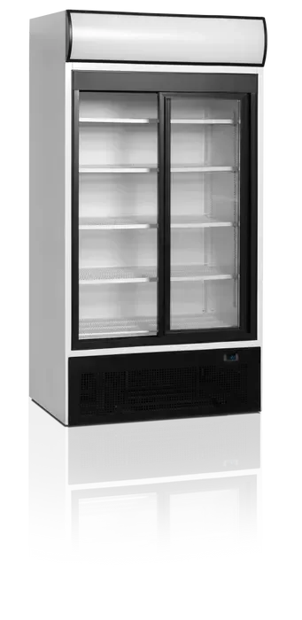 Usine Directe Réfrigérateur vitré 2 portes 771 litres porte aluminium noir
