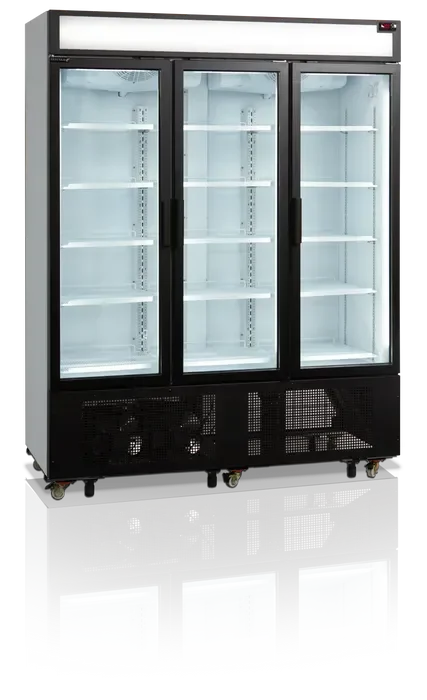 Promotion Saisonnière Vitrine réfrigérée 3 portes avec caisson 1315 litres porte aluminium noir