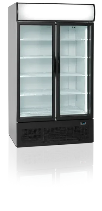 Réfrigérateur vitré 2 portes 875 litres porte aluminium noir Promotion