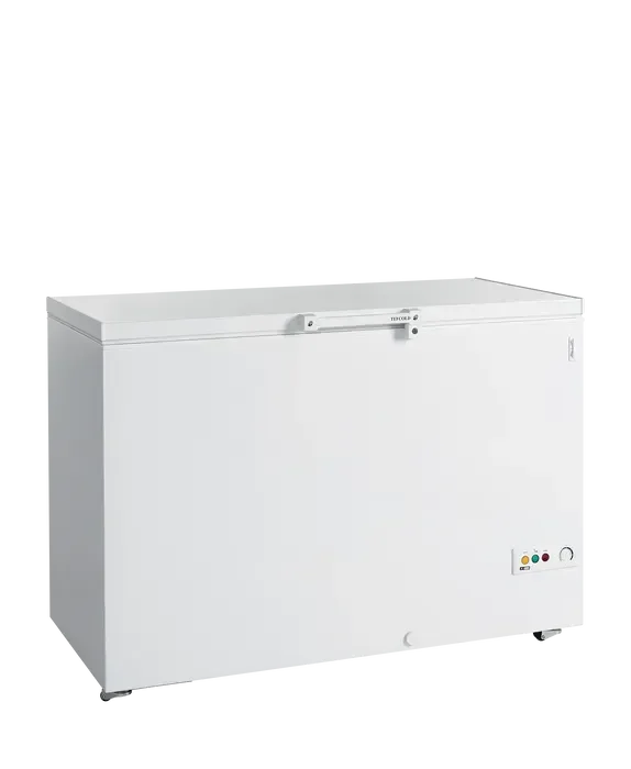 Acheter Direct Congélateur coffre porte pleine créme glacé 385 litres