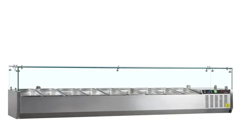 Saladette réfrigérée vitré à poser capacité 9 x gn1/3 - 2000x395x448 mm Acheter En Ligne