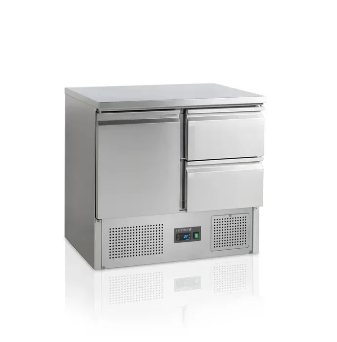 Livraison Express Comptoir pour saladette 1 portes et 2 tiroirs inox 304
