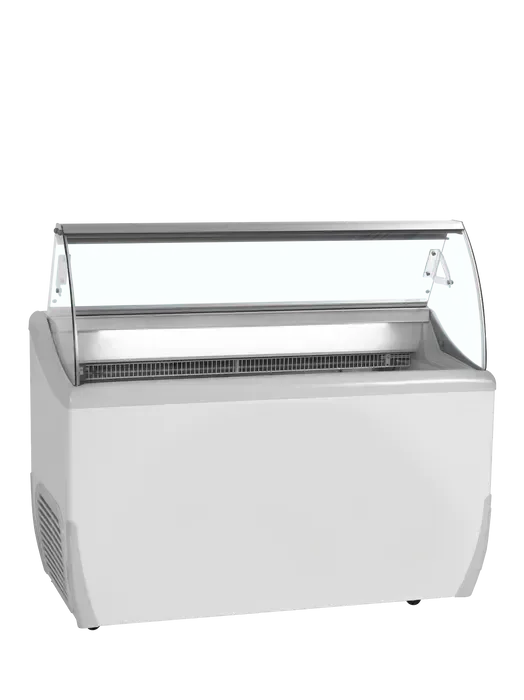 Paiement Sécurisé Vitrine de crème glacée pare-haleine en verre incurvé 317 litres - 1341x723x1253 mm