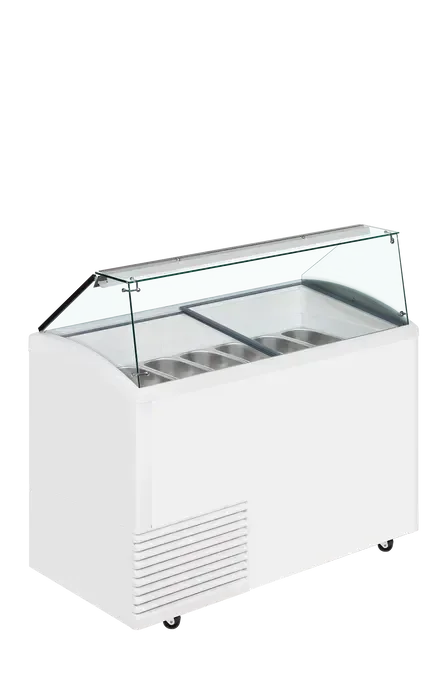 Vitrine de crème glacée pare-haleine en verre incurvé 431 litres - 1341x725x1235 mm Prix Réduit