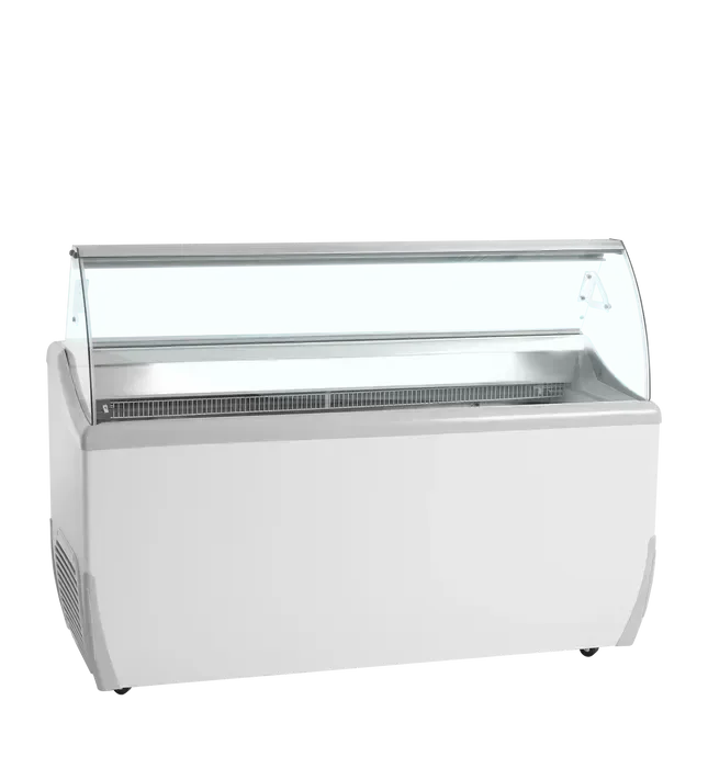 Vitrine de crème glacée pare-haleine en verre incurvé 423 litres - 1656x723x1253 mm Achetez Aujourd’hui