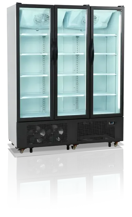 Dernier Modèle Réfrigérateur vitré 3 portes 1329 litres cadre de porte aluminium noir